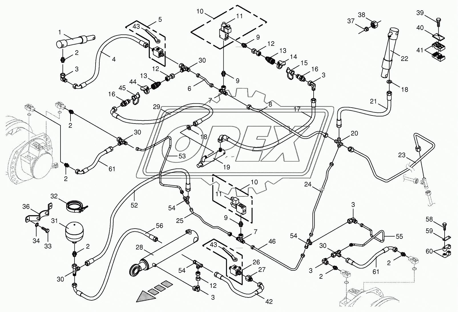 Charge pressure lines - front