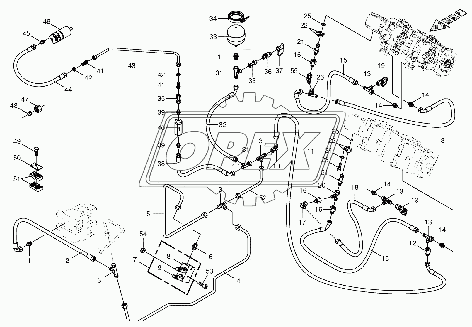 Charge pressure lines - back