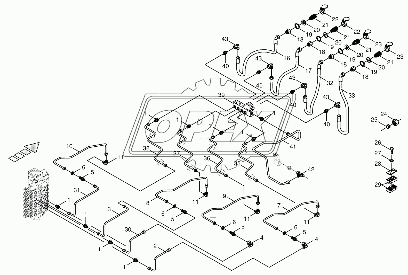Hydraulics - front attachment 833001 - 854000