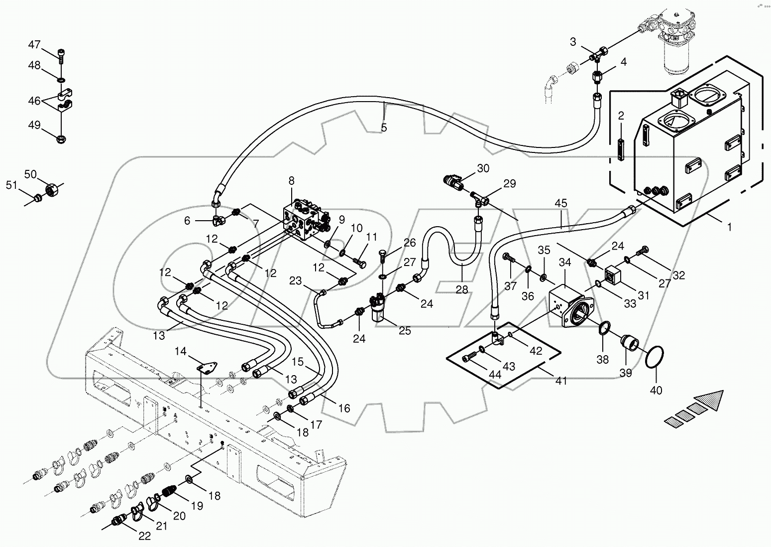 Hydraulics - additive connection back 833001 - 854000
