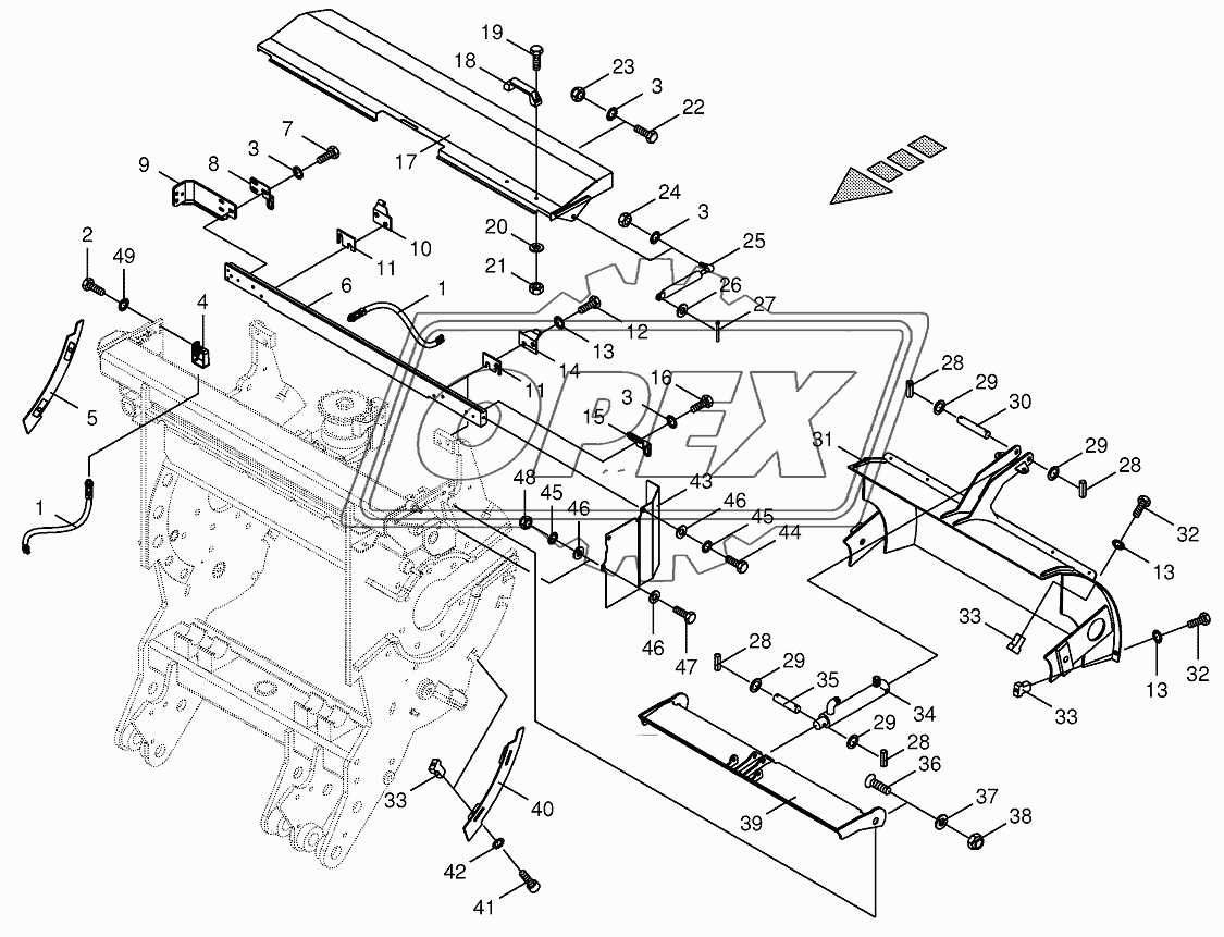 Chopping drum support - mounting parts