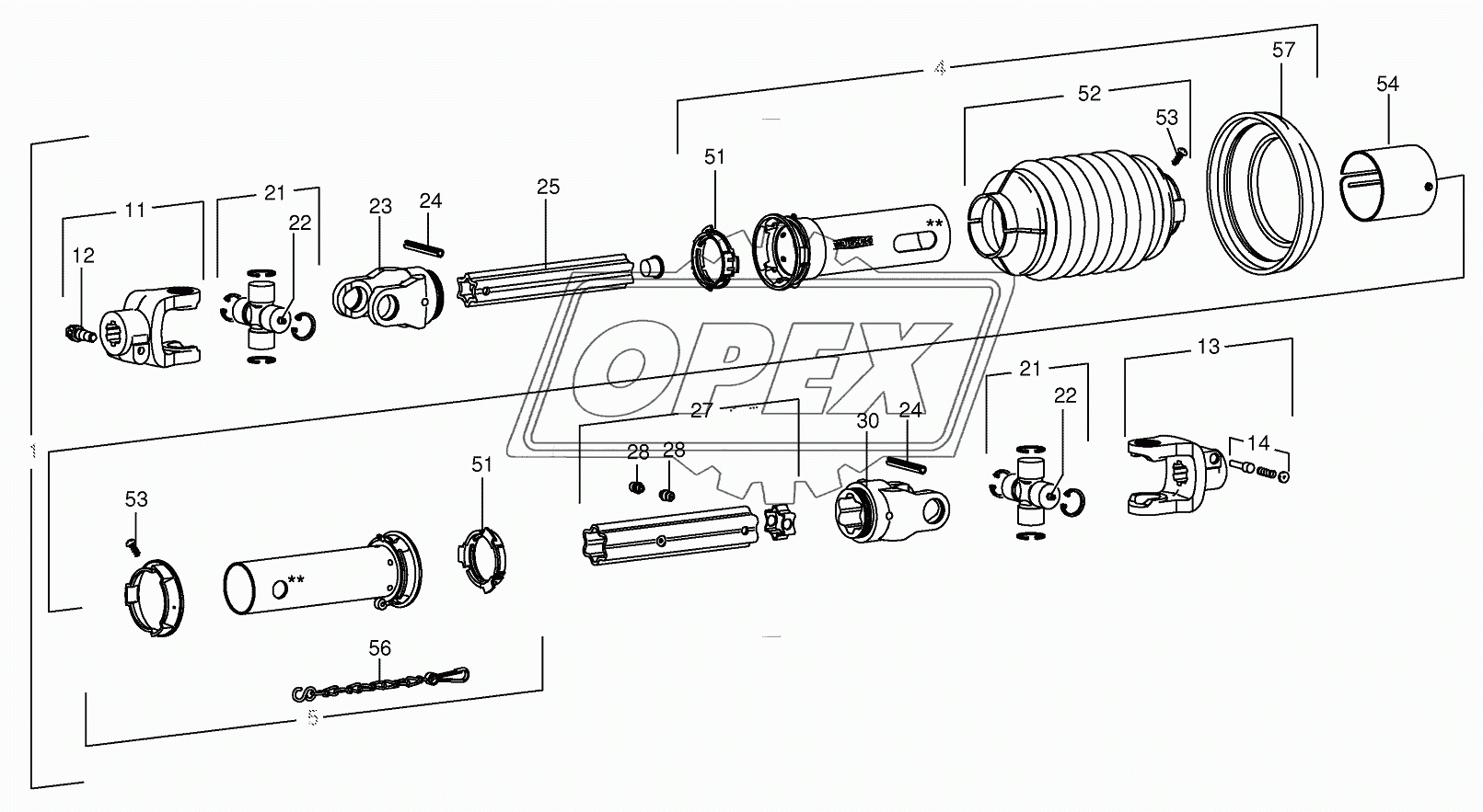 P.T.O shafts - roller gear - below