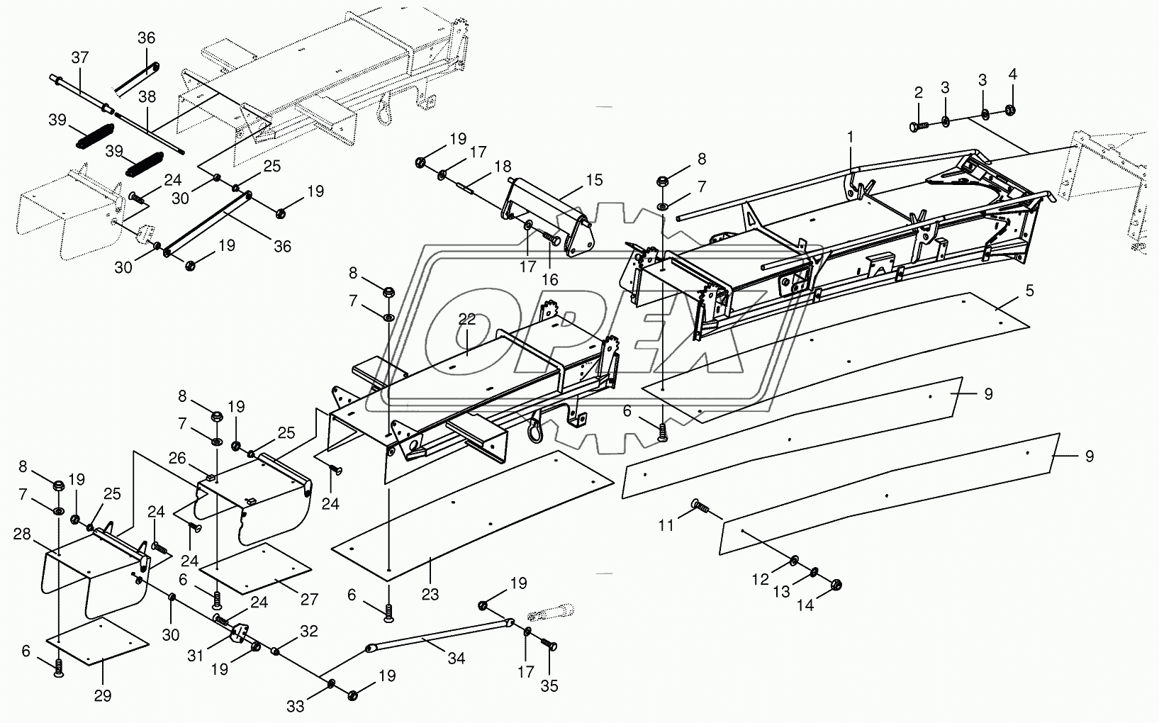 Discharge chute extension 14-row