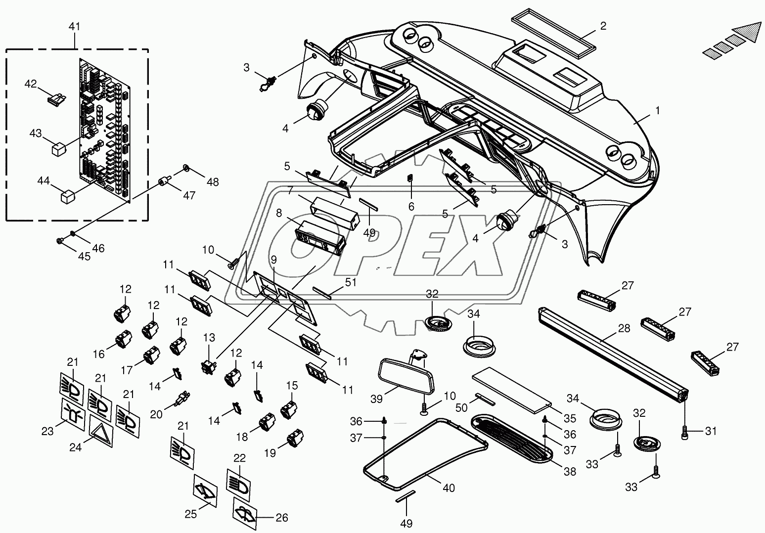 Cab - control panel (roof)/circuit board