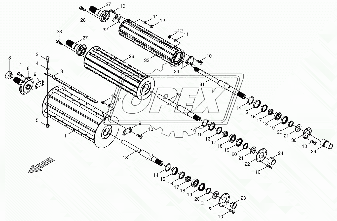 Top feed rollers