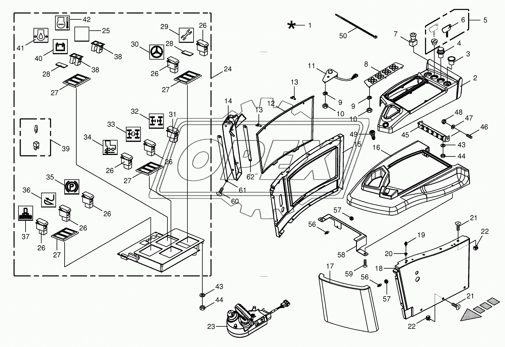 Control box mounting parts