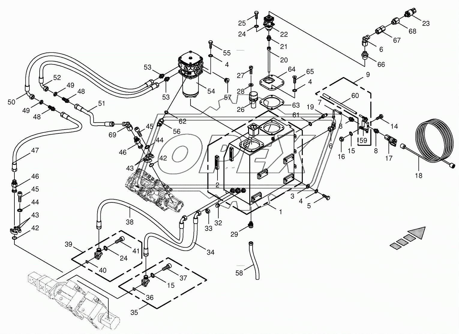 Hydraulic tank/suction lines