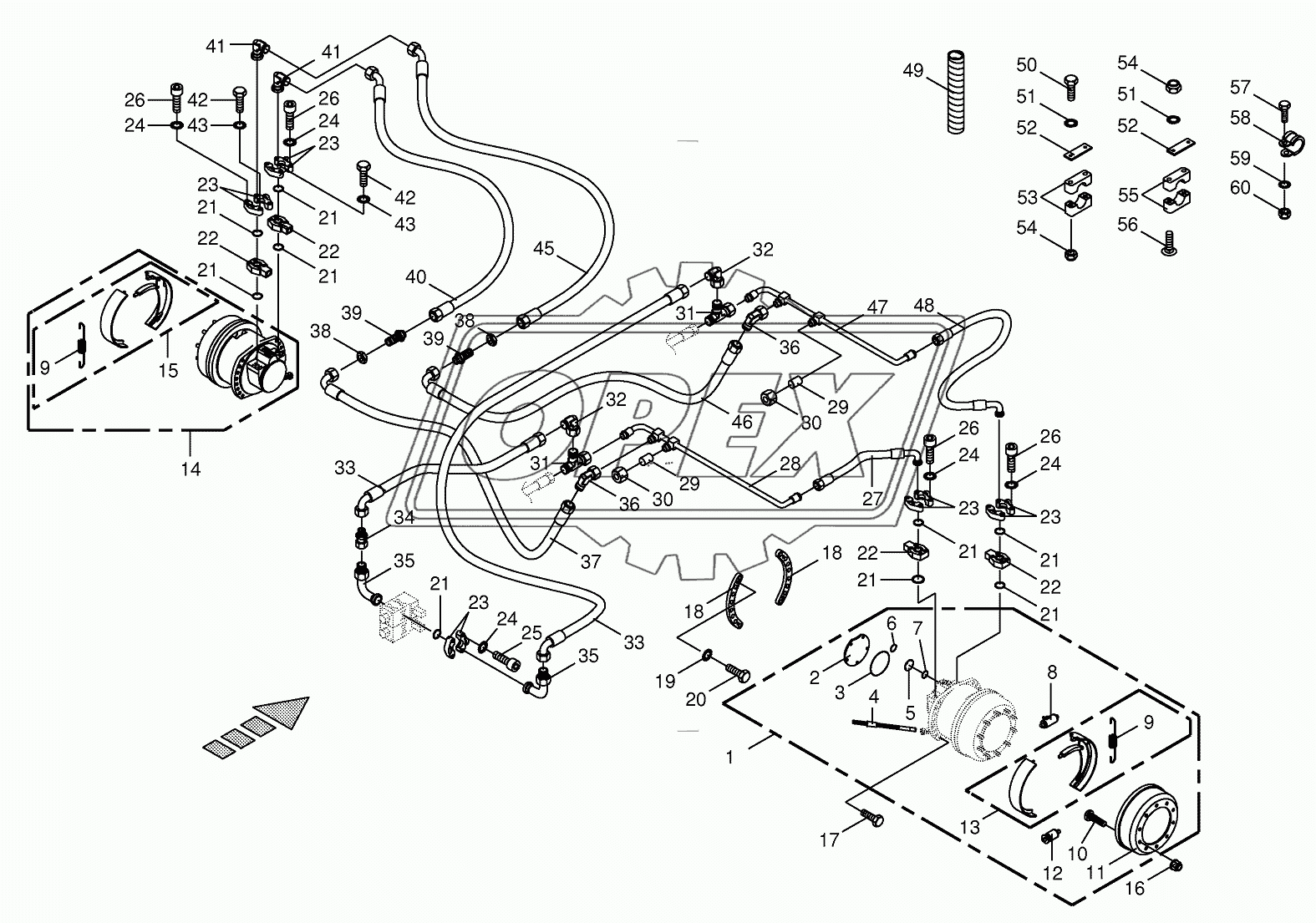 Traction drive wheel engine - front