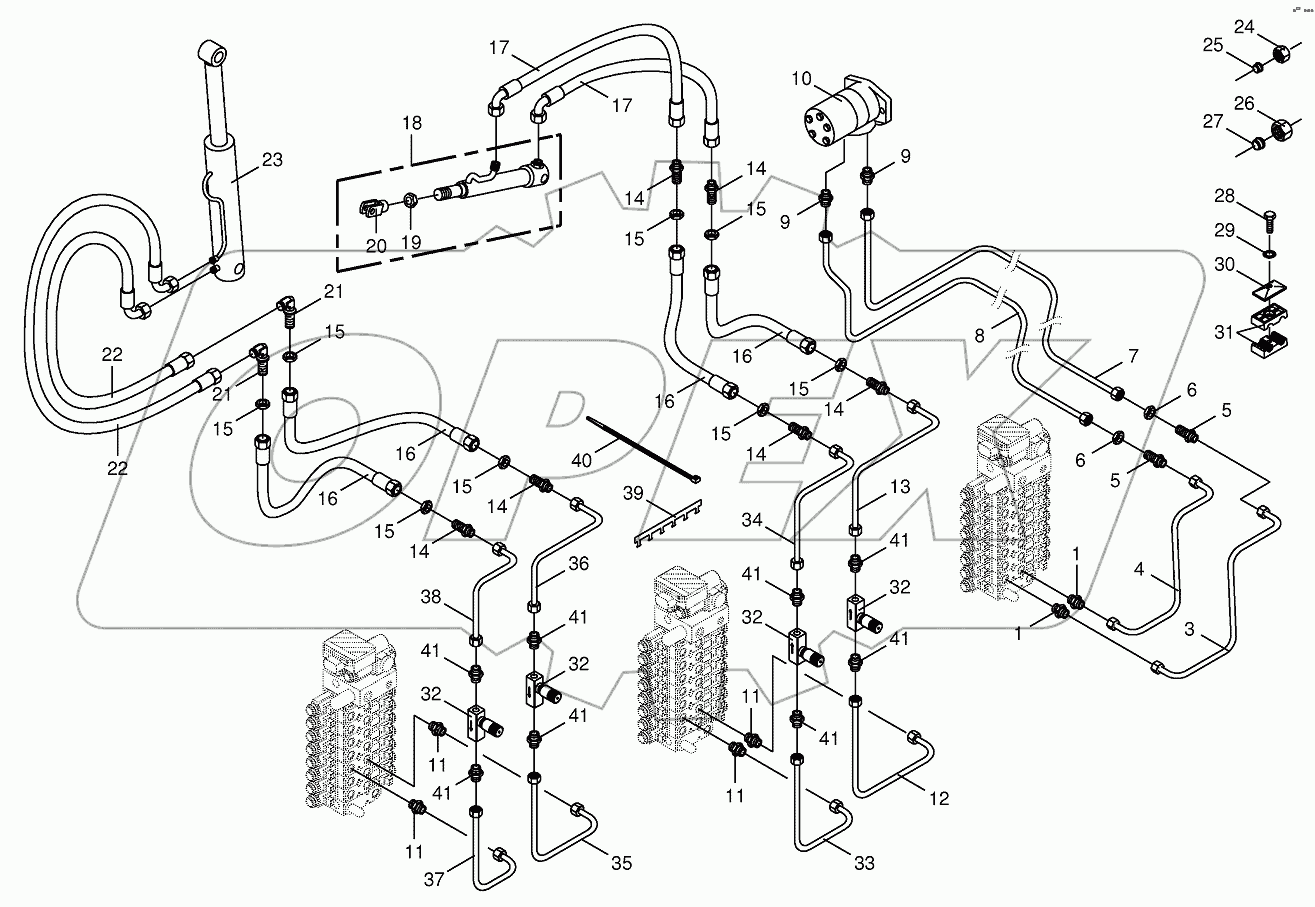 Hydraulics cpl.-discharge chute