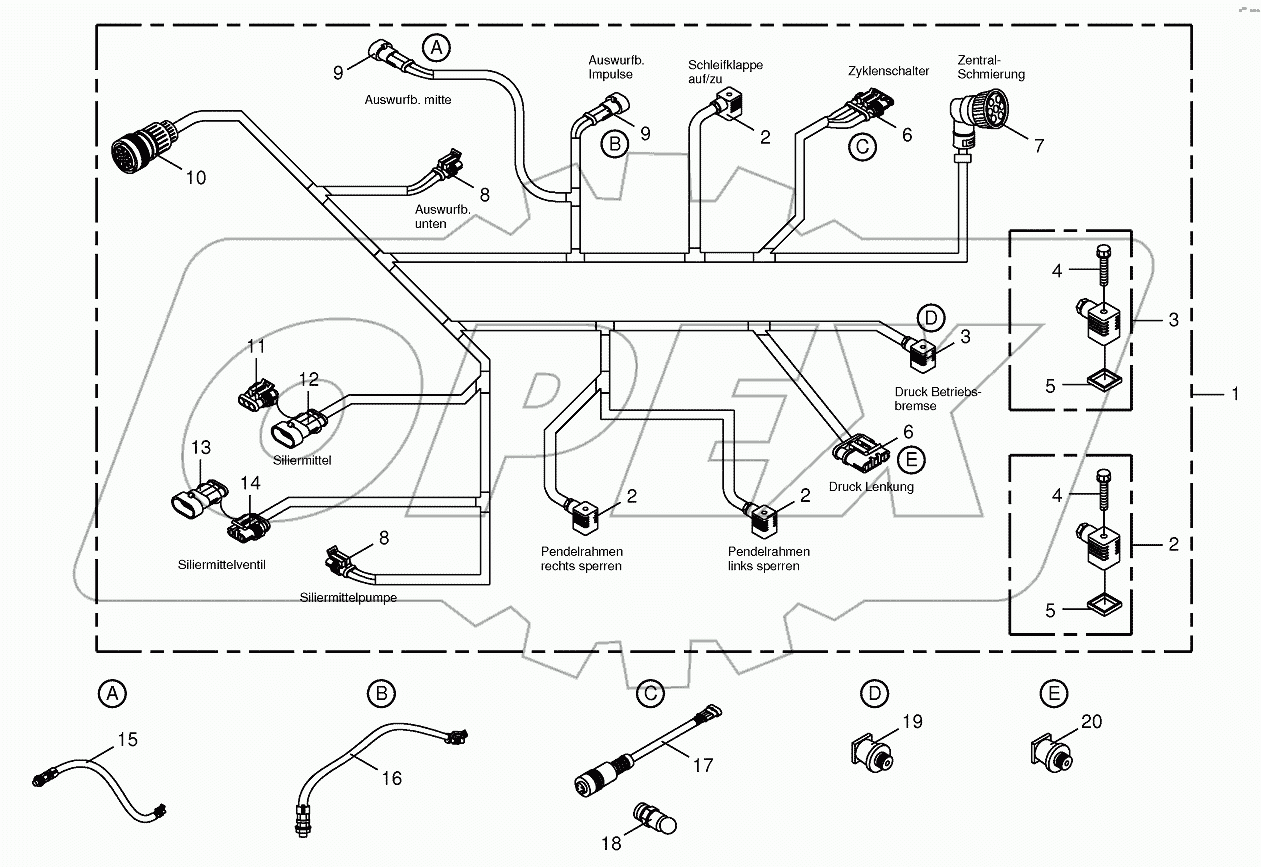 Wiring harness-below the cabin