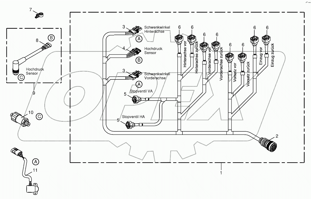 Wiring loom-hydraulic pumps