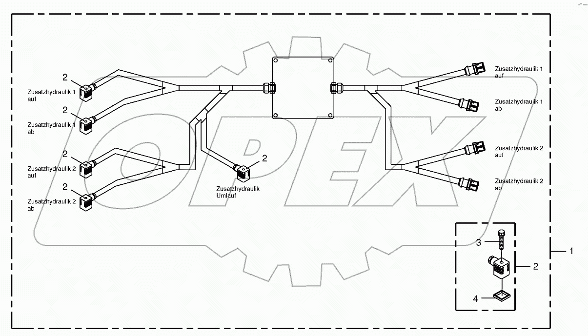 Wiring harness-auxiliary hydraulics