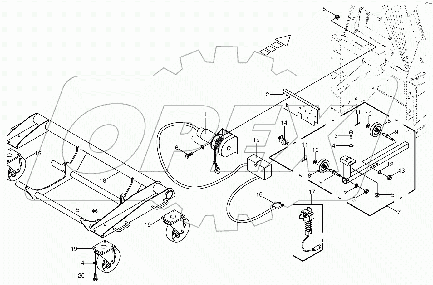 Rope winch/Installation car