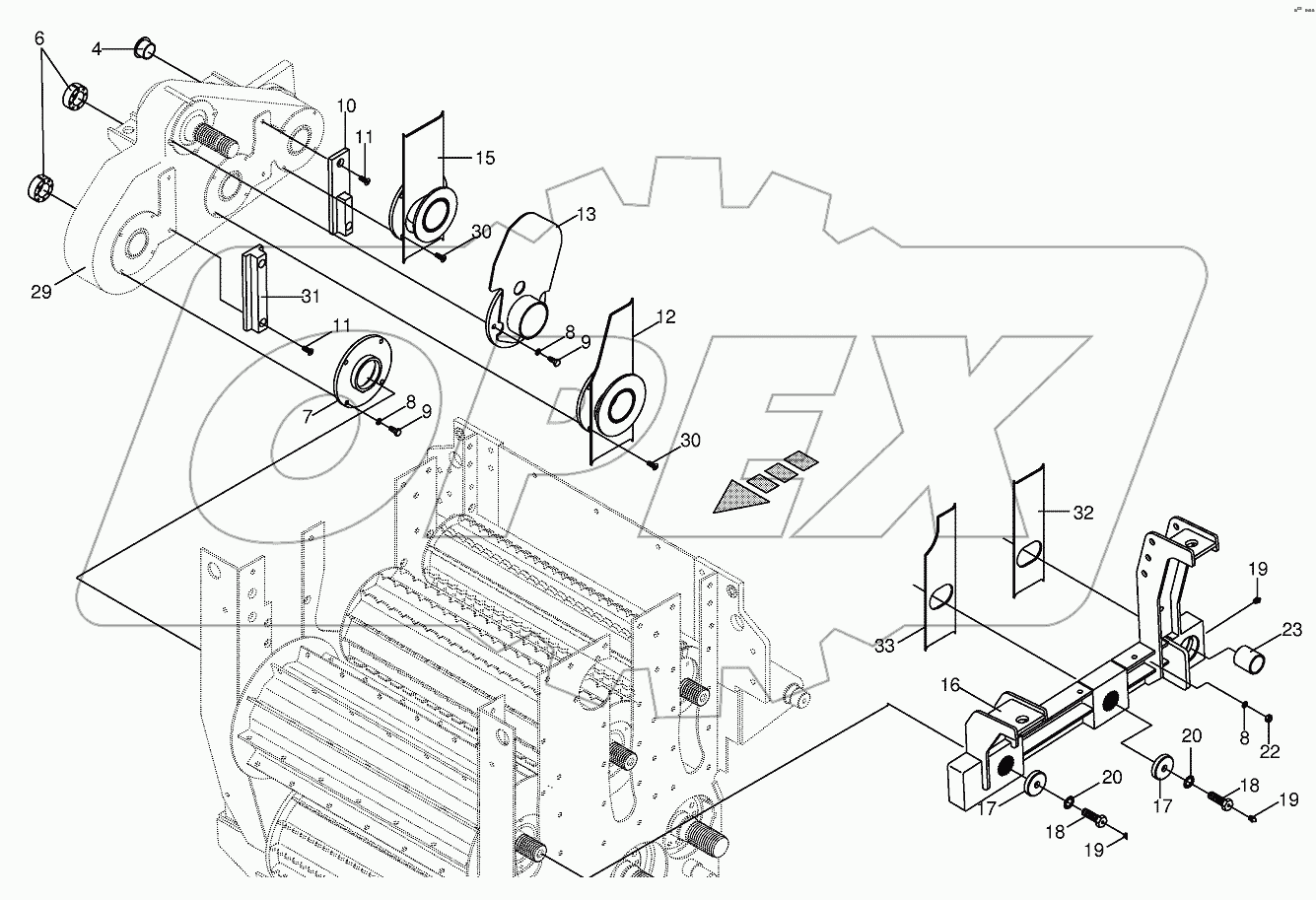 Top feed roller bearing