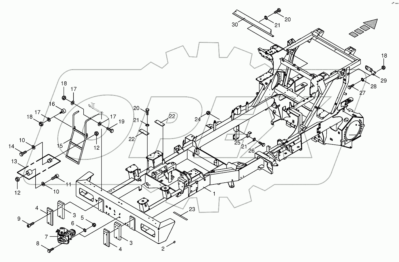 Frame/trailer hitch/ascending ladder