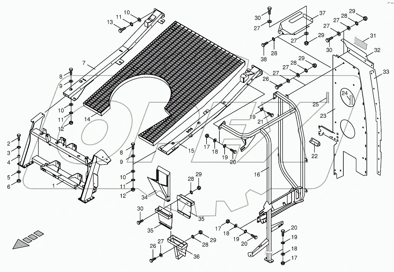 Panelling frame/Cladding-front top