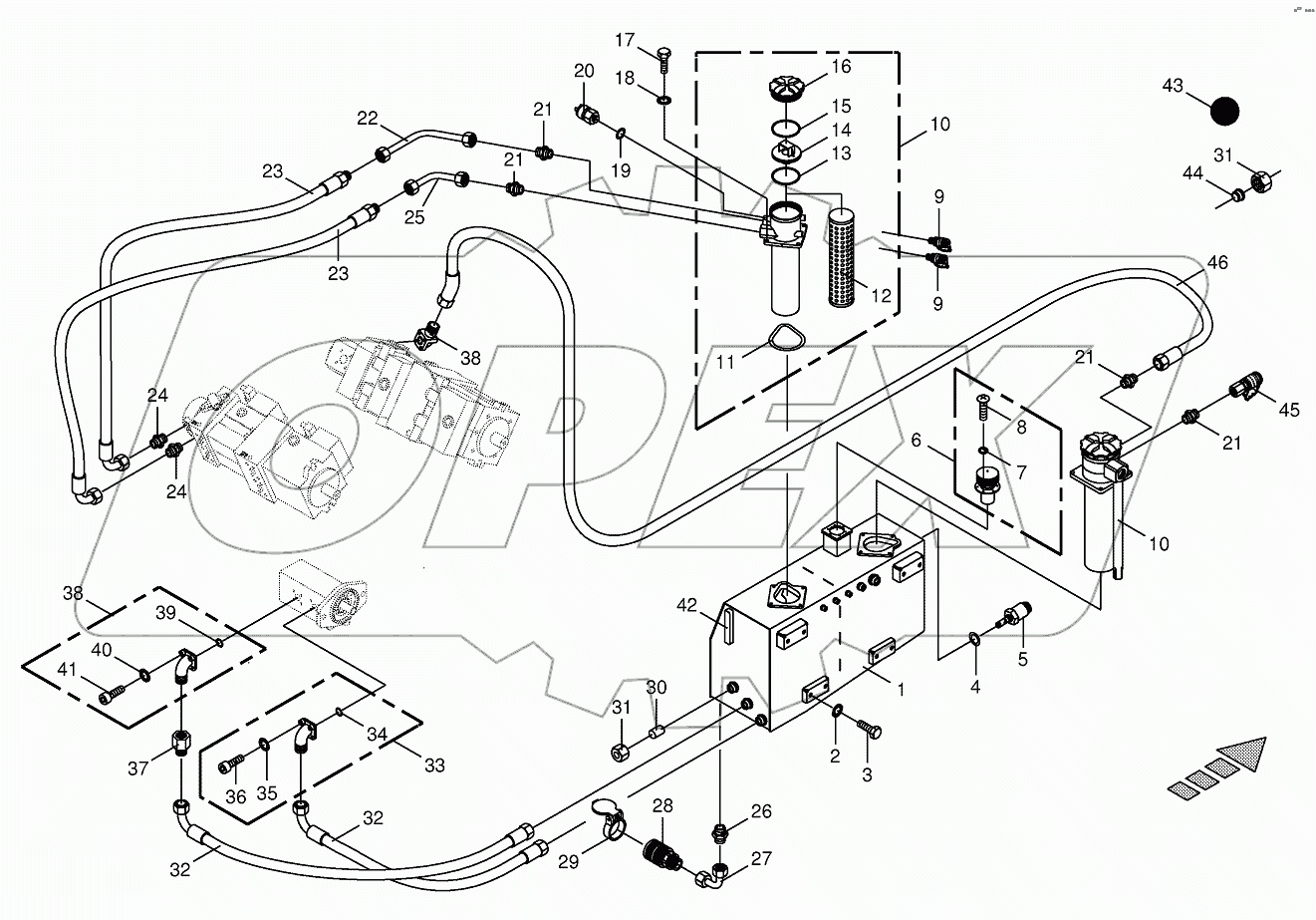 Hydraulic tank/suction lines-BIG X 800