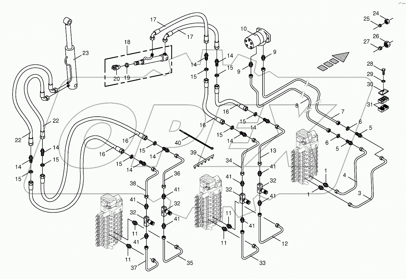 Hydraulics cpl.-discharge chute