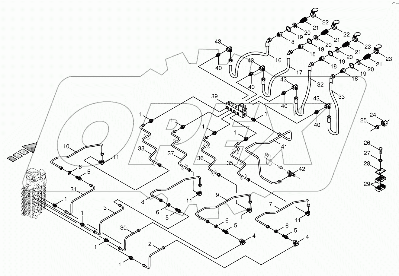 Hydraulics-front attachment