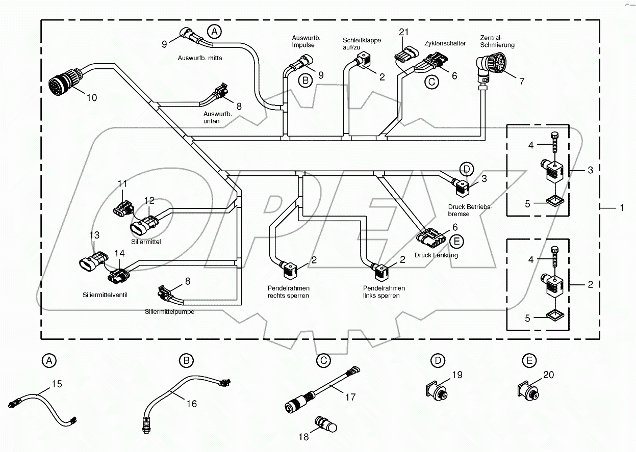 Wiring harness-below the cabin