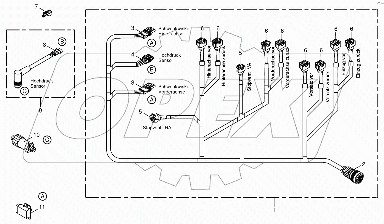 Wiring loom-hydraulic pumps