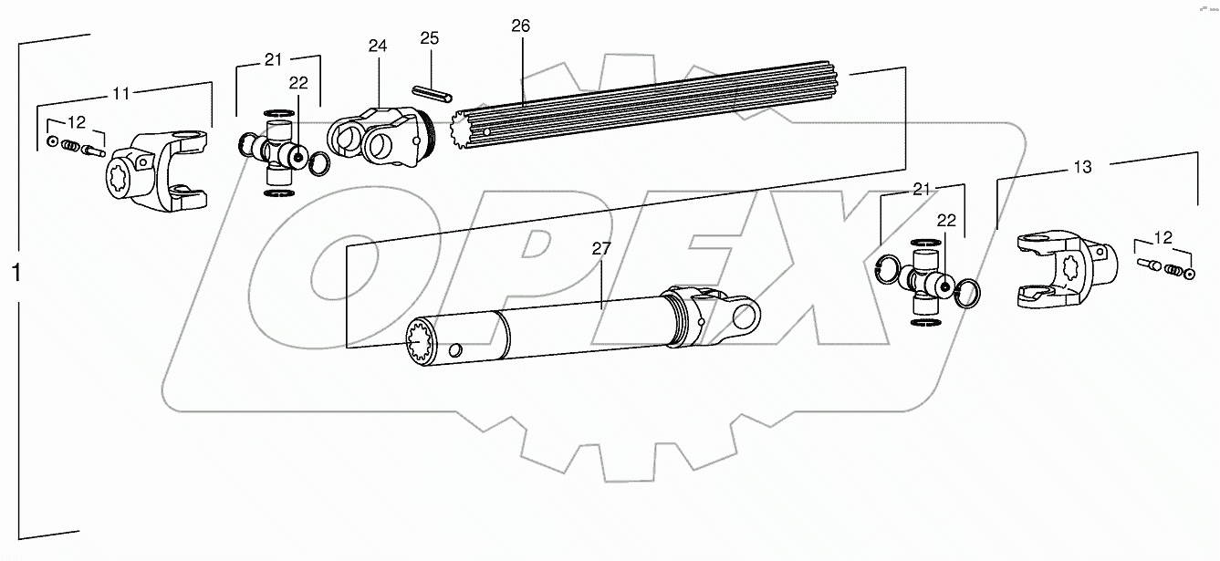 P.T.O shafts-roller gear-below