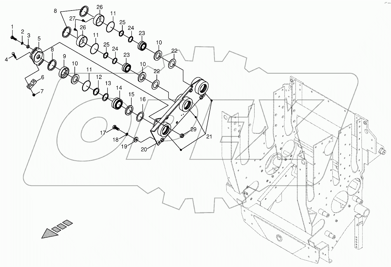 Lower feed roller bearing