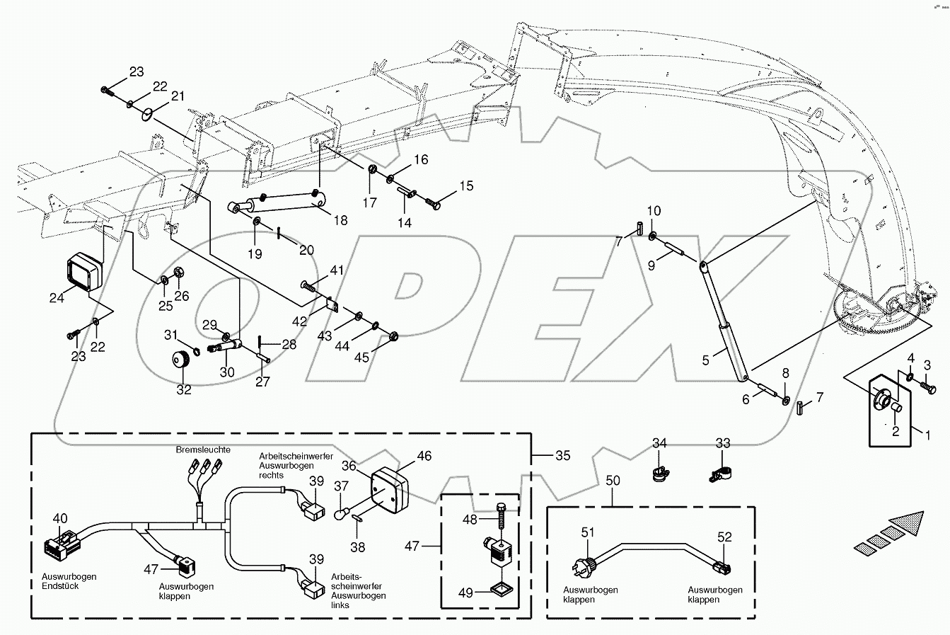 Upper discharge chute-mounting parts 14-row