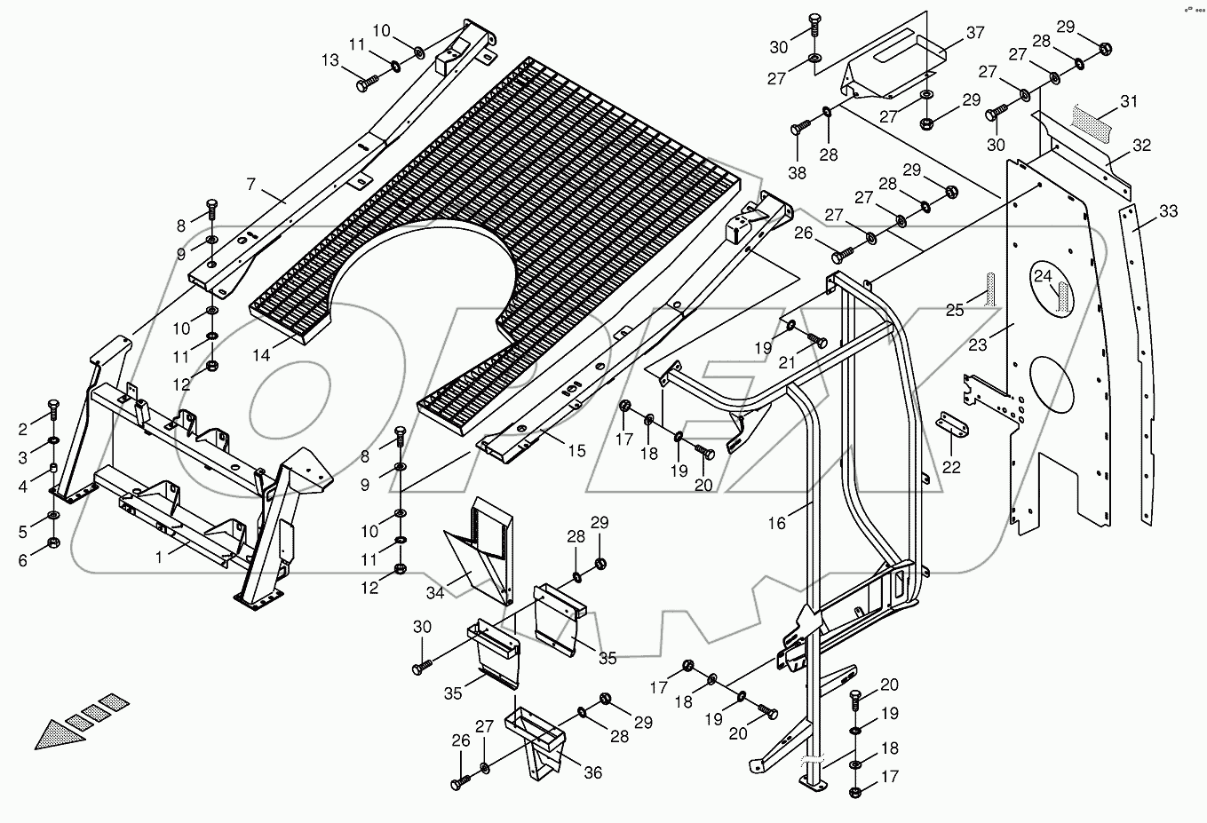 Panelling frame/Cladding-front top