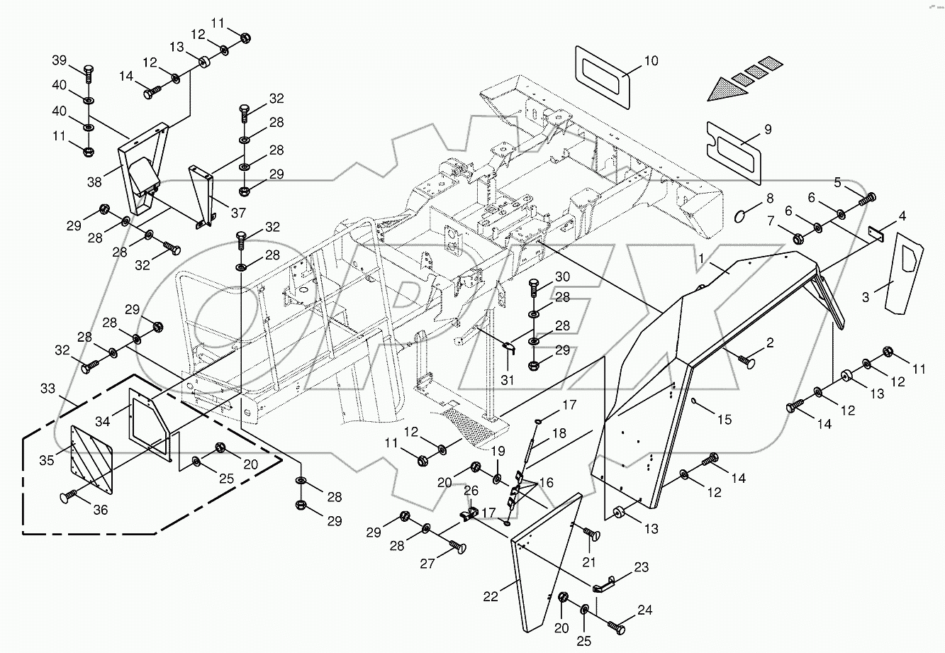 Mudguard/warning panel