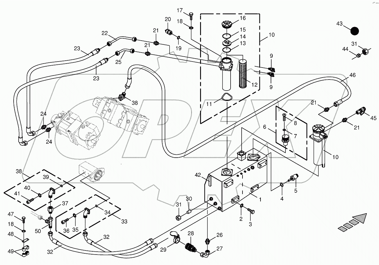 Hydraulic tank/suction lines-BIG X 800
