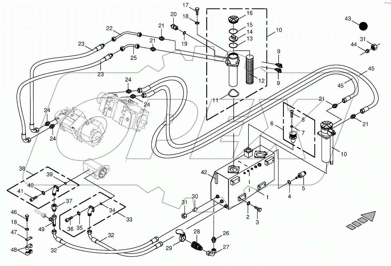 Hydraulic tank/suction lines-BIG X 1000