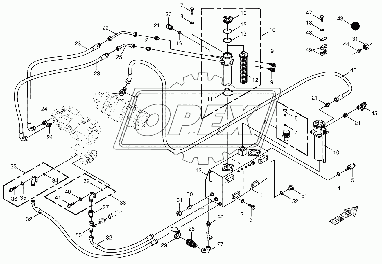 Hydraulic tank/suction lines 773001 - 801000 1