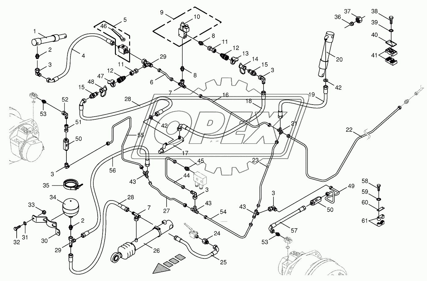 Charge pressure lines-front