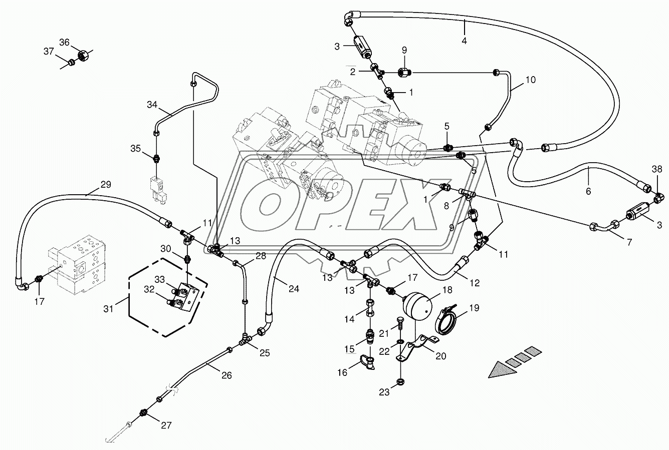 Charge pressure lines-back