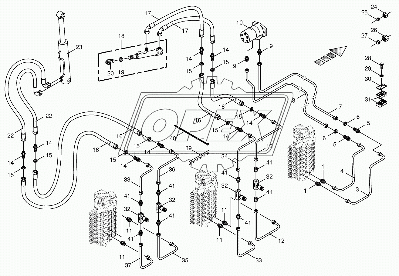 Hydraulics cpl.-discharge chute