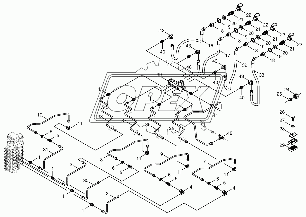 Hydraulics-front attachment