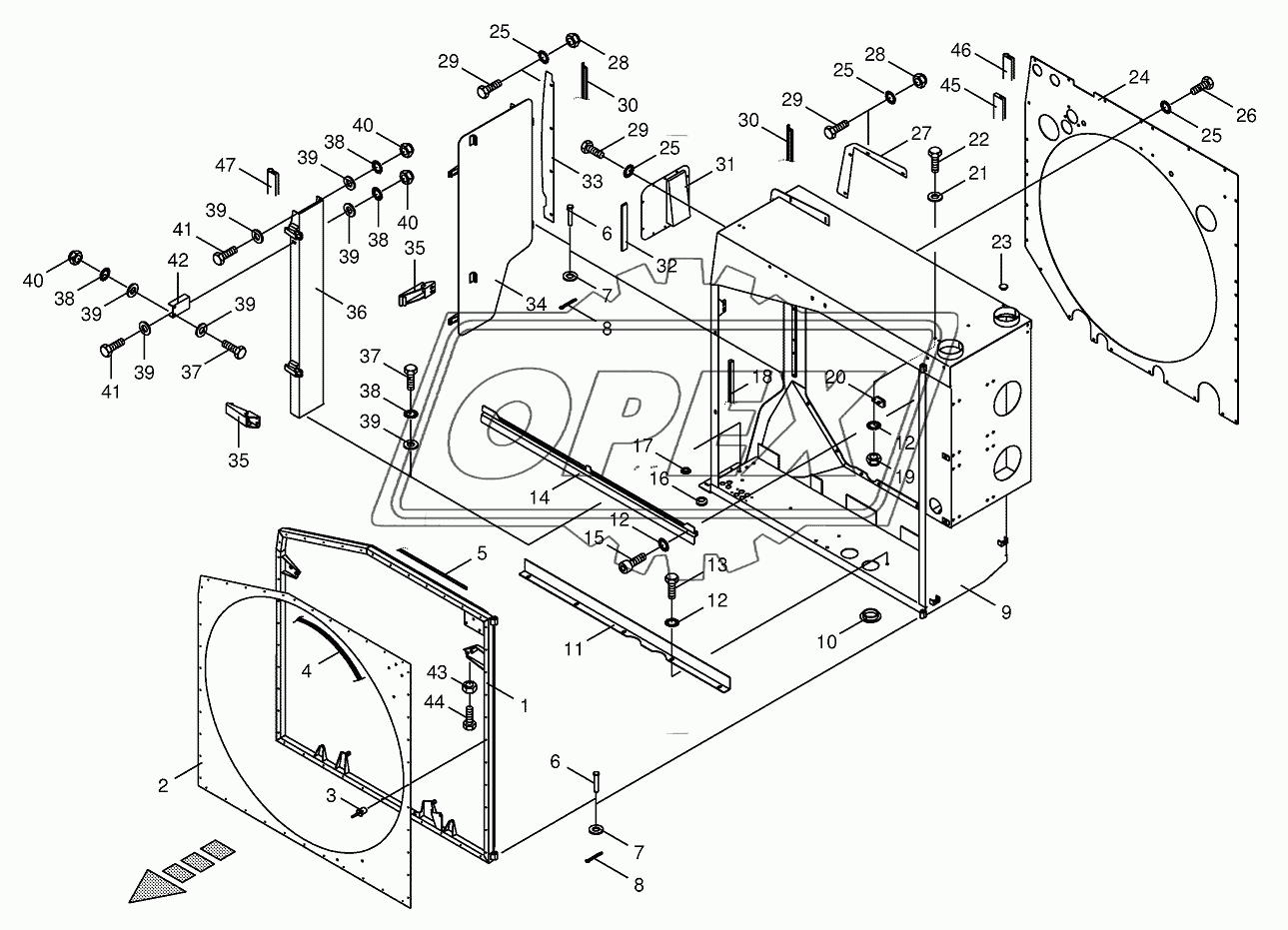 Radiator frame/radiator door