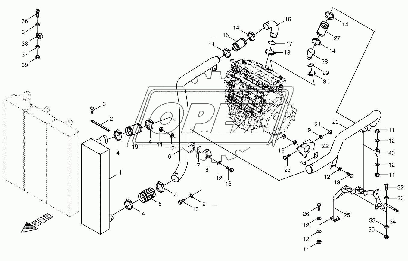 Charge air cooler-rear motor 1