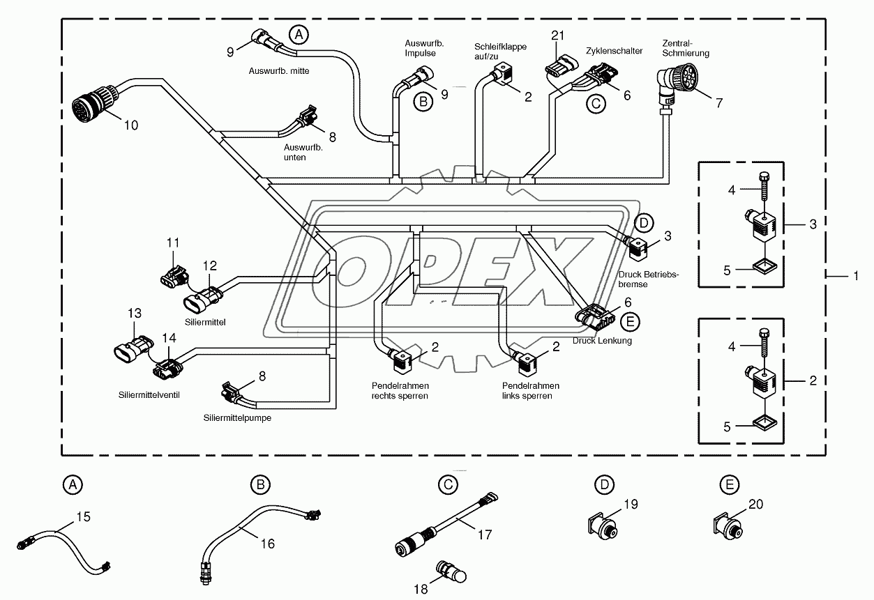 Wiring harness-below the cabin