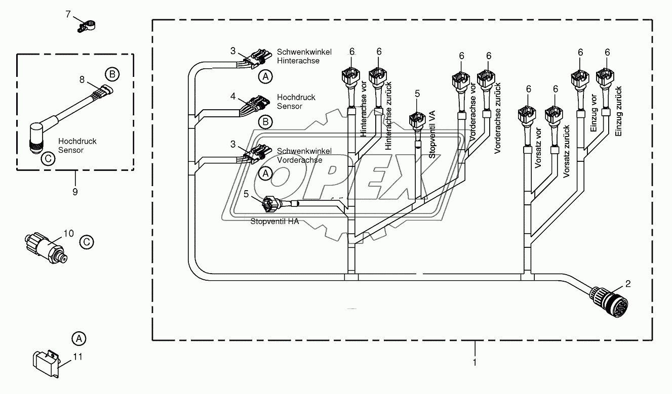 Wiring loom-hydraulic pumps