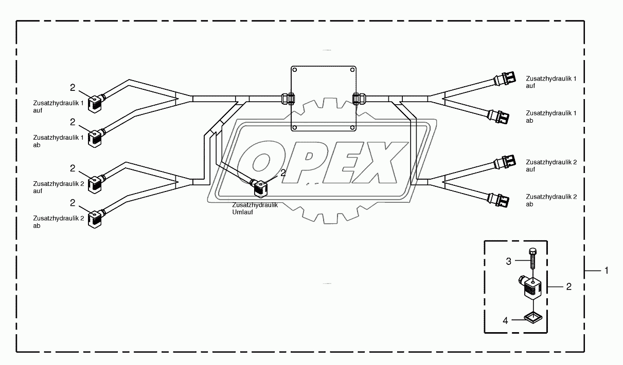 Wiring harness-auxiliary hydraulics