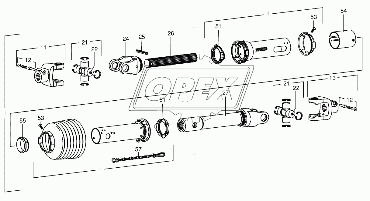 P.T.O shafts-roller gear-below