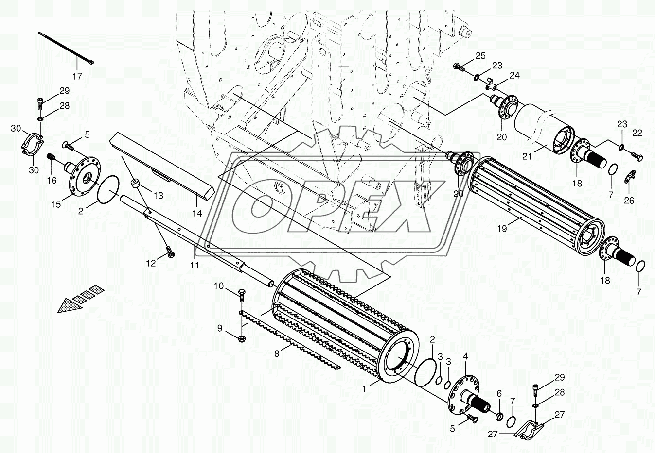 Lower feed rollers