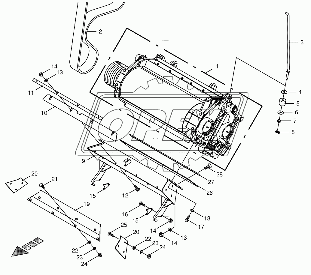 Grain conditioner cpl./cracker duct-spring-mounted