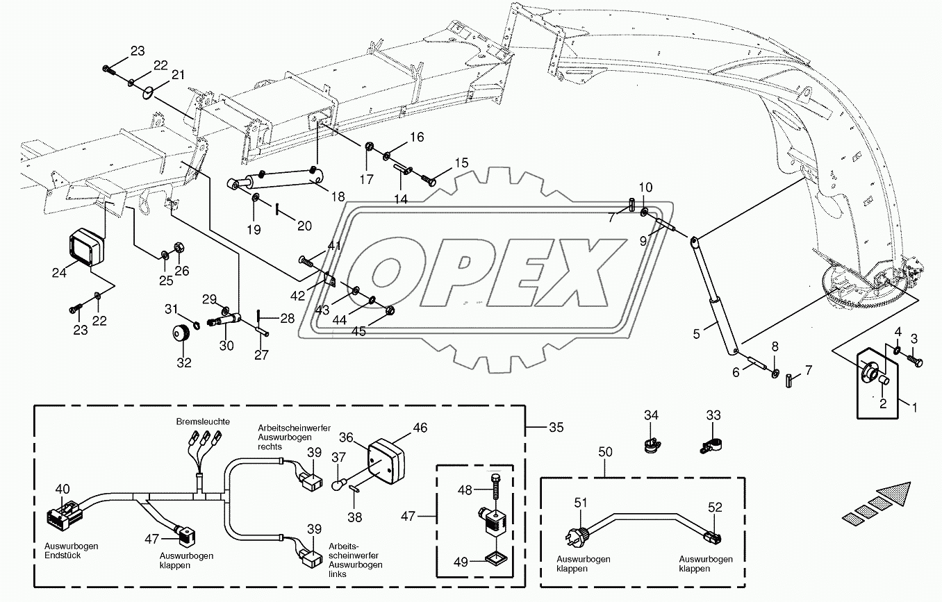 Upper discharge chute-mounting parts 14-row