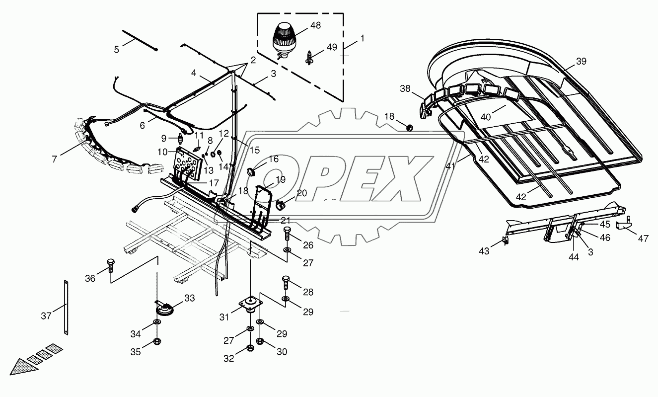 Cab-mounting parts/electric parts