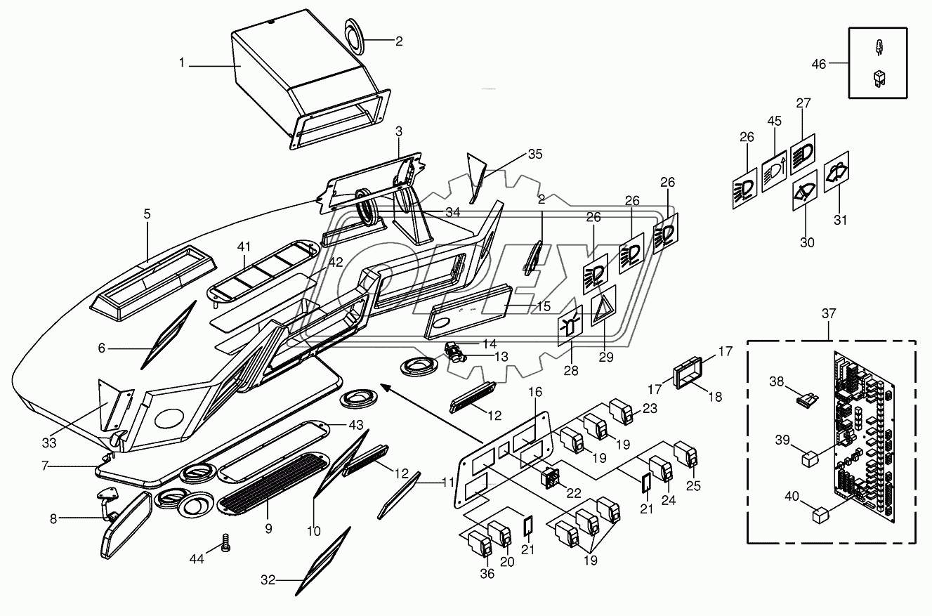 Cab-control panel (roof)/circuit board