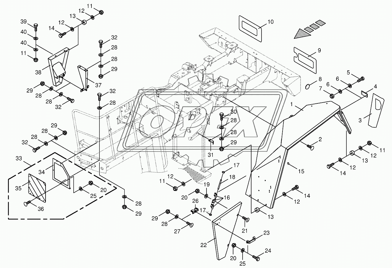 Mudguard/warning panel