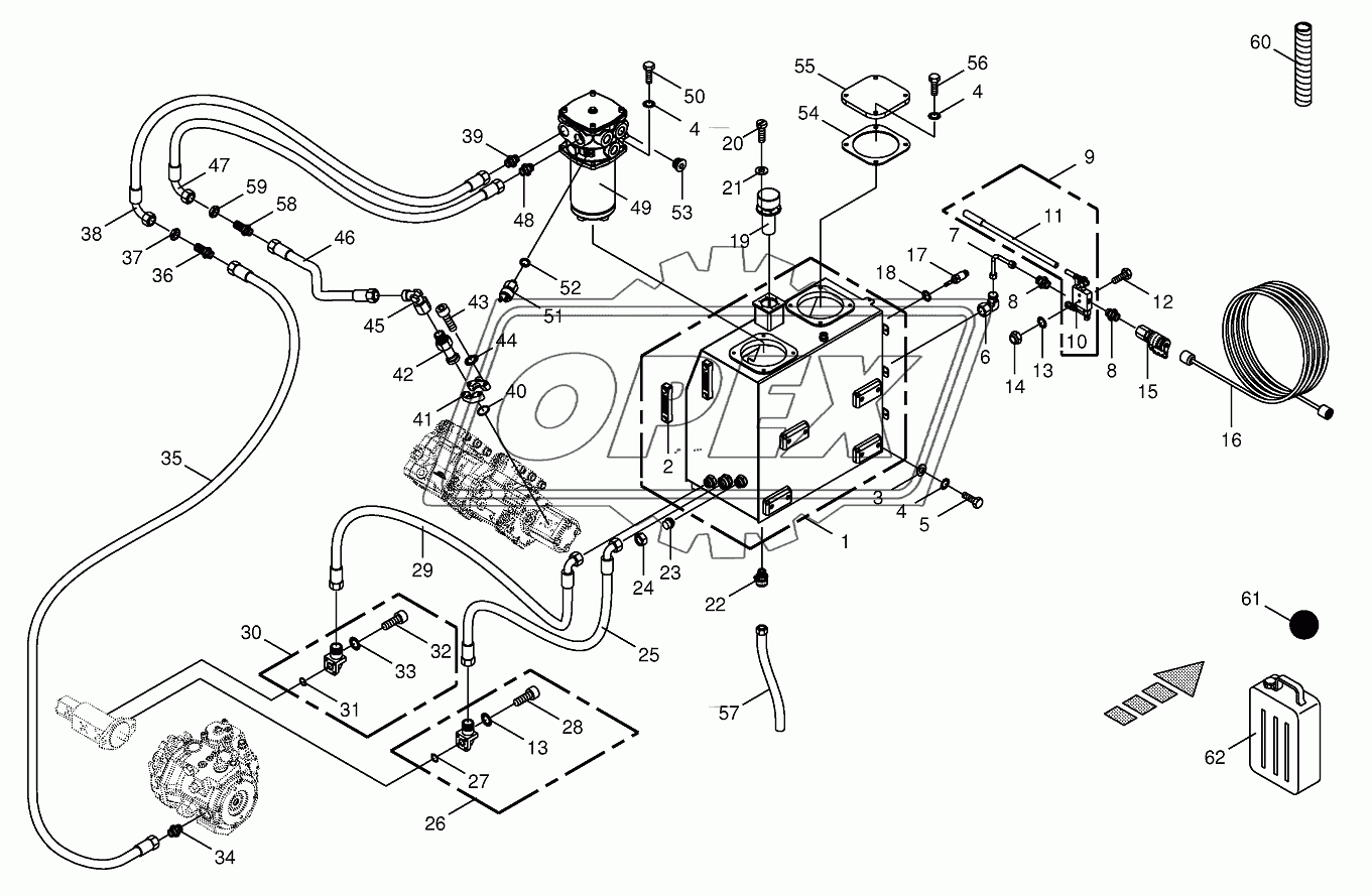 Hydraulic tank/suction lines